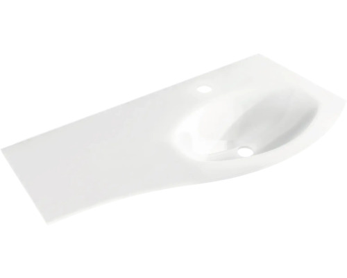Vasque en verre pour meuble Baden Haus Sting galbée tablette à gauche 104x51 cm blanc Lavabo en céramique sanitaire
