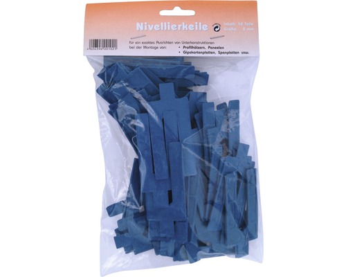 Cale d'égalisation bleue 2 mm sachet de 50 unités Paquet de cales de nivellement pour l''alignement des sous-constructions