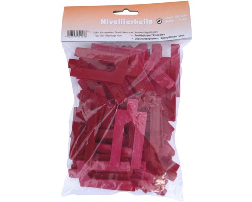 Cale d'égalisation rouge 3 mm sachet de 50 unités Paquet de cales de nivellement pour aligner les sous-constructions
