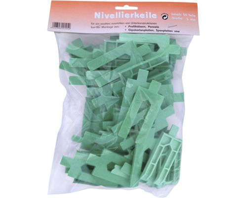 Cale d'égalisation verte 5 mm sachet de 50 unités Paquet de cales de nivellement pour l''alignement des sous-constructions