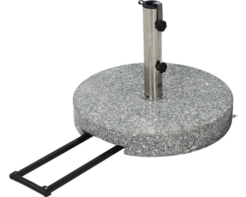 Support de parasol en granit avec tube en acier et roulettes