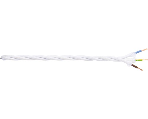 Câble textile H03VV-F 3G0,75 mm² blanc torsadé au mètre