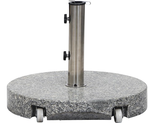 Support de parasol en granit avec roulettes et tube en acier inoxydable