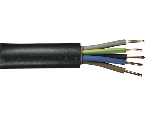 Câble souterrain NYY-J 5x1,5 mm² 25 m noir