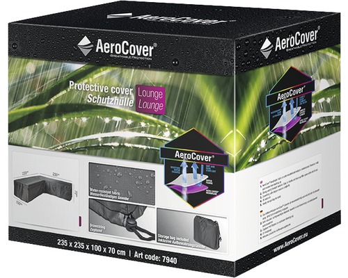 Housse de protection pour salon de jardin d'angle 235x235x100xh70 cm Emballage de la housse de protection AeroCover pour meubles de salon, dimensions 235 x 235 x 100 x 70 cm