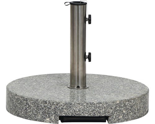 Support de parasol en granit avec tube en acier inoxydable pour parasols de jardin