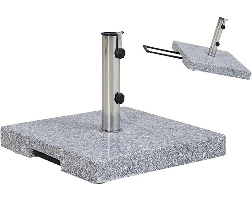Support de parasol en granit avec tube en acier inoxydable pour parasols