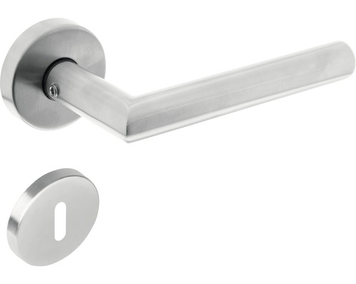Poignée sur rosace Intersteel Recht 90° serrure à garnitures acier inoxydable Poignée de porte en acier inoxydable avec rosette et cache-serrure