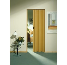 Vue d''une pièce avec porte pliante, table et décoration