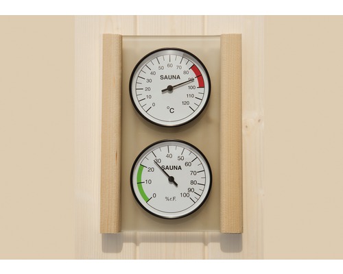 Kit hygromètre et thermomètre pour sauna Weka, avec plateau en verre et cadre en bois