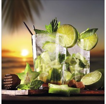 Glasbild Cocktail Lime II 50x50 cm GLA1399