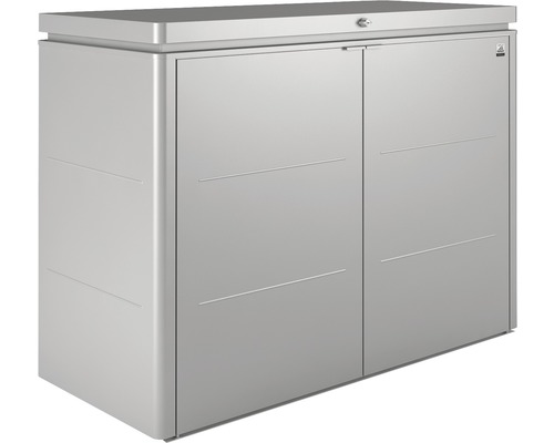 Armoire de terrasse biohort HighBoard 160x70x118 cm argent Coffre de rangement en métal avec deux portes et serrure
