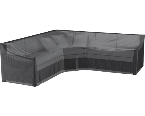 Salon de jardin recouvert avec coussins et aspect rotin