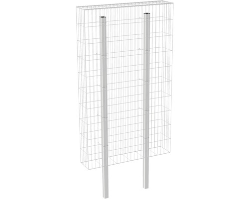 Panier de gabions Wilk 120 x 25 x 200 cm galvanisé à chaud Mur de gabions avec deux poteaux pour délimiter le jardin ou la propriété
