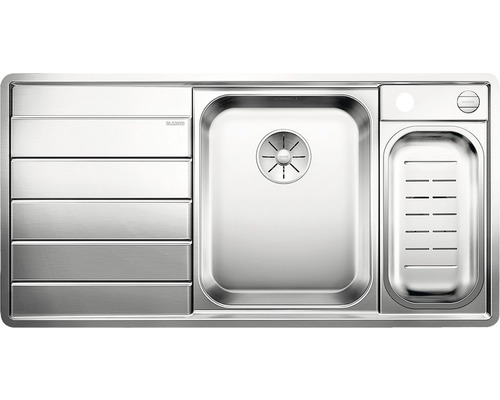 Spüle aus Edelstahl mit Abtropffläche und Becken