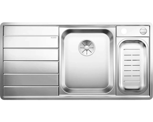 Spüle Blanco Axis III 6 S-IF 1000 x 510 mm edelstahl seidenglanz 522104 1 Spülbecken Mit Tropffläche Becken rechts Mit Restebecken Flächenbündige Optik Spüle aus Edelstahl mit Abtropffläche