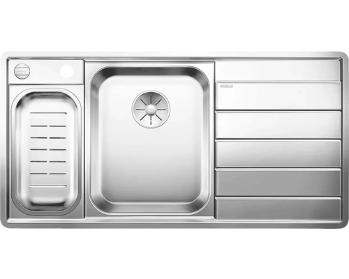 Edelstahlspüle mit Abtropffläche und Restebecken