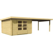 Blockbohlenhaus Karibu Noorvik 5 mit Schleppdach 4 m 714 x 333 cm natur
