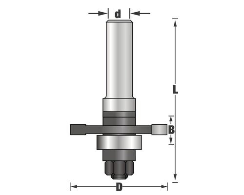 Technische Zeichnung eines Nutfräsers mit Maßangaben