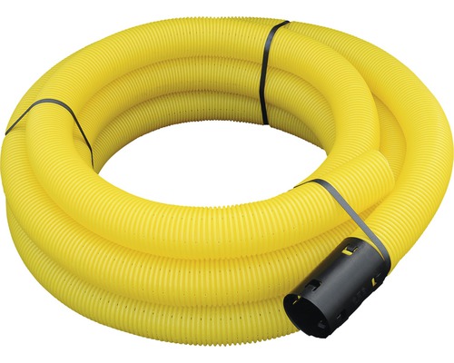 Drainagerohr gelb geschlitzt gewellt NW 80 mm L = 10 m Gelber Drainageschlauch mit schwarzer Manschette