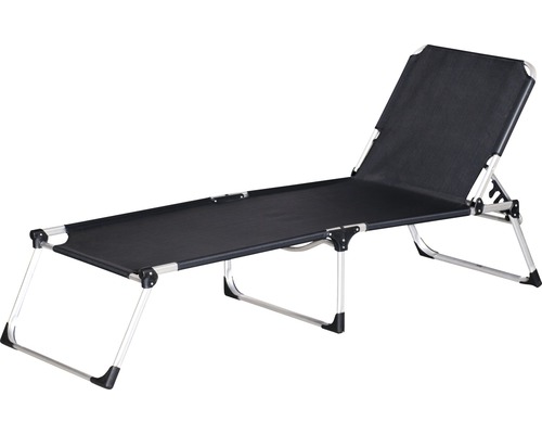 Chaise longue noire avec cadre en aluminium