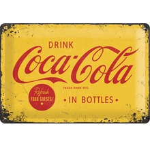 Plaque en tôle Coca Cola Logo Yellow 30x20 cm-thumb-0