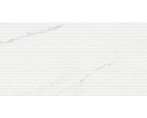 Carrelage décoratif en grès cérame fin Verona blanco blanc mat et surface striée 45 x 90 cm