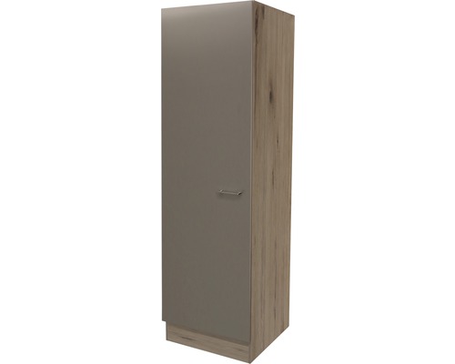 Armoire à provisions Flex Well Riva 50 x 57 x 200 cm façade quartzite cubanite mat corps chêne clair san remo butée réversible