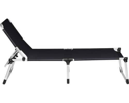 Chaise longue noire avec cadre en aluminium pour le jardin