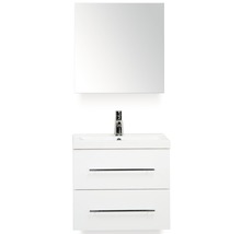 Badmöbel-Set Sanox Straight BxHxT 60 x 170 x 40 cm Frontfarbe weiß hochglanz mit Waschtisch Mineralguss weiß