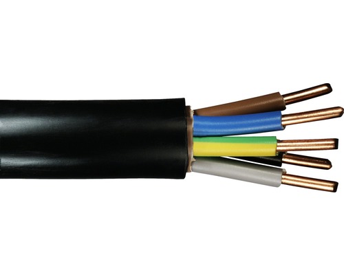 Erdkabel NYY-J 5x6 mm² schwarz Meterware Elektrokabel mit fünf Adern