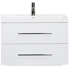 Badmöbel-Set Sanox Straight BxHxT 80 x 55 x 40 cm Frontfarbe weiß hochglanz mit Waschtisch Mineralguss weiß
