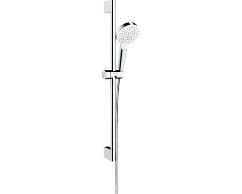 Ensemble de douche hansgrohe Crometta Vario EcoSmart blanc/chrome 26534400  longueur de la barre de douche 65 cm - HORNBACH Luxembourg