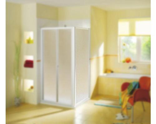 Seitenwand für Falttür Breuer Fara 4 90 cm Kunstglas Perle Profilfarbe weiß Seitenwand für Falttür Breuer Fara 4 90 cm Kunstglas Perle Profilfarbe weiß