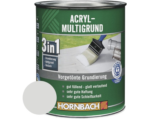 Enduit acrylique multi-supports HORNBACH gris 750 ml Pot d''acrylique multi-apprêt 3 en 1 pour primaire, couche d''adhérence et prélaque de Hornbach