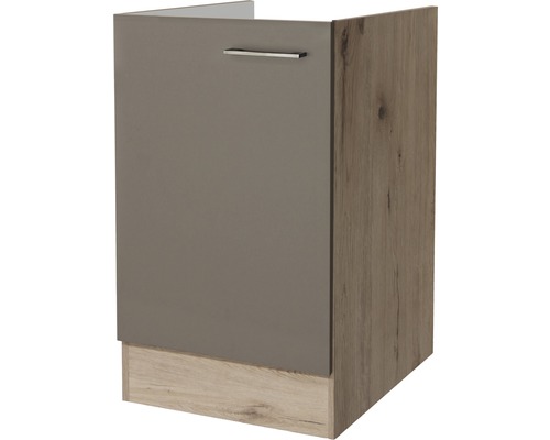 Flex Well Spülenschrank Riva BxTxH 50x57x82 cm quarzit cubanit matt zerlegt Anschlag reversibel (links oder rechts montierbar)