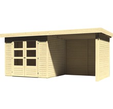 Gartenhaus Karibu Kodiak 3 mit Schleppdach 2,25 m, Rück- und Seitenwand 508 x 238 cm natur