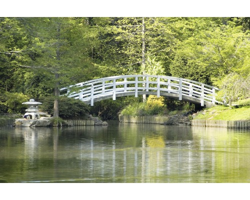 Papier peint panoramique intissé 18323 Japanese Zen Garden 7 pces 350 x 260 cm Paysage avec étang, pont et lanterne en pierre