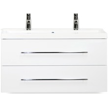 Set de meubles de salle de bains Sanox Straight lxhxp 100 x 55 x 40 cm couleur de façade blanc haute brillance avec vasque en fonte minérale blanc-thumb-0