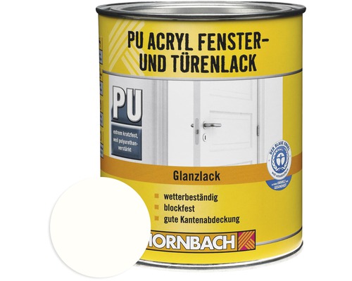 Laque acrylique PU HORNBACH laque pour fenêtres et portes brillante blanc 750 ml