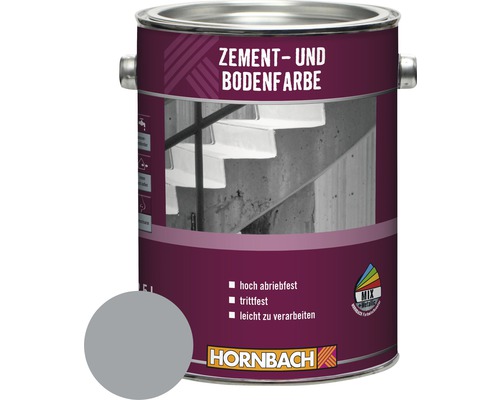 Peinture pour ciment et sol HORNBACH RAL 7001 gris argent 2,5 l Pot de peinture avec ciment et peinture pour sol et logo Hornbach
