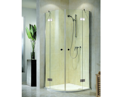 Douche quart de cercle 4 éléments Schulte MasterClass R550 100x100 cm verre transparent couleur du profilé chrome charnière angulaire