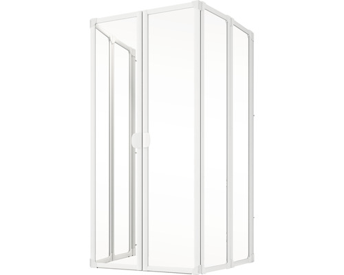 Eckdusche mit Tür aus Klarglas