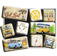 Dekomagnet VW-Bulli Let`s Get Lost 9-er Set