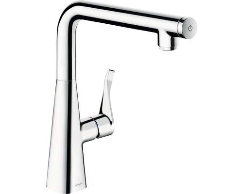 Robinet de cuisine hansgrohe METRIS SELECT M71 acier inoxydable brossé 14847800 Robinet de cuisine avec bec haut et bouton de commande