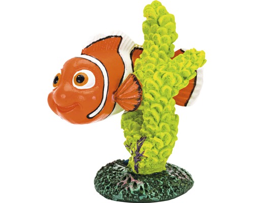 Décoration d'aquarium Le Monde de Dory - Nemo avec corail vert grand 9,5 cm