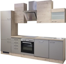 Flex Well Küchenzeile mit Geräten Riva 280 cm quarzit cubanit san remo eiche hell matt zerlegt Variante reversibel 00010785