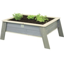 Jardinière en bois avec herbes aromatiques et logo EXIT