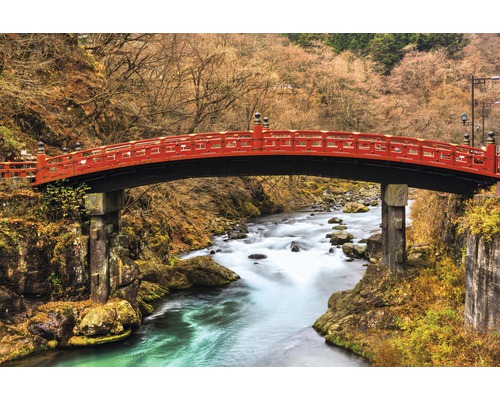 Papier peint panoramique intissé 18380 Nikko Sacred Shinkyo Bridge 7 pces 350 x 260 cm Pont historique au-dessus d''une rivière
