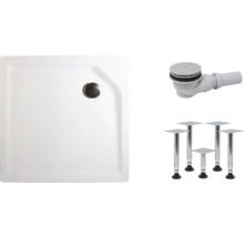 Receveur de douche carré avec garniture d''écoulement et pieds